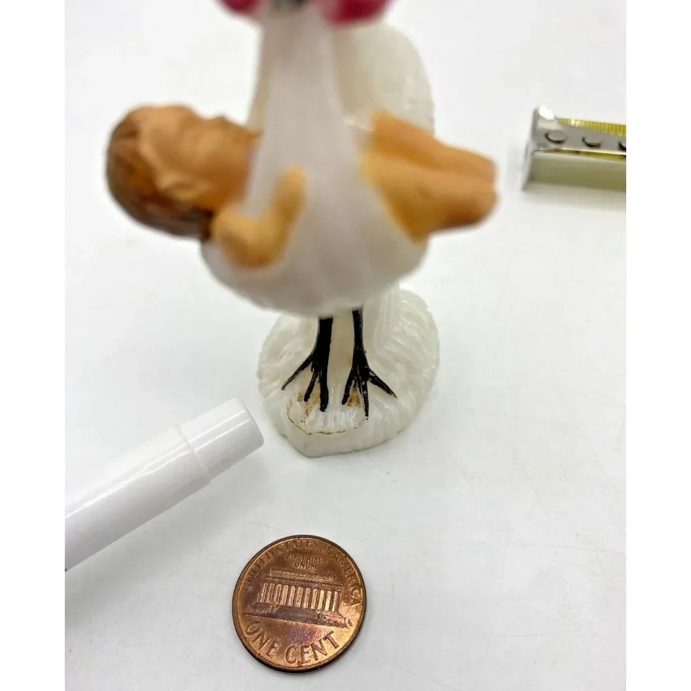 Pair of Vintage 1950s Stork Cake Toppers Pink Blue Celluloid Baby Shower